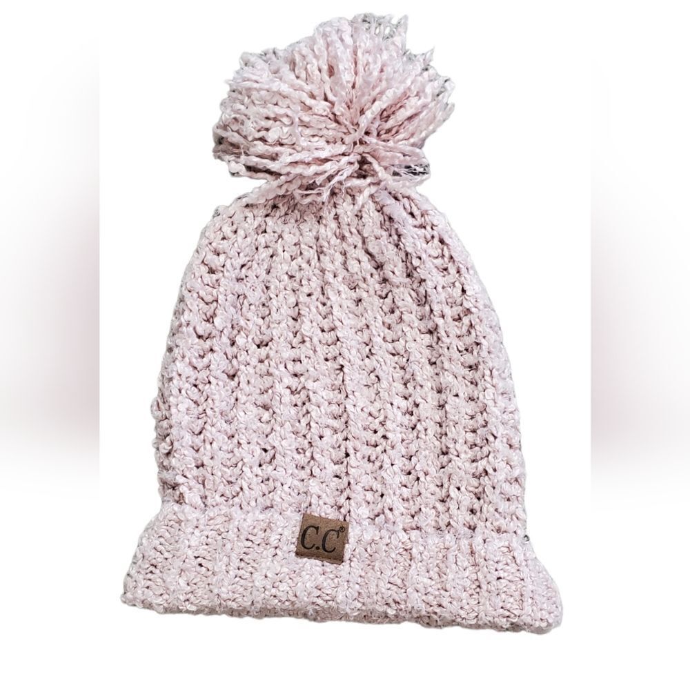 C.C. Blush Knit Hat with Pom Pom